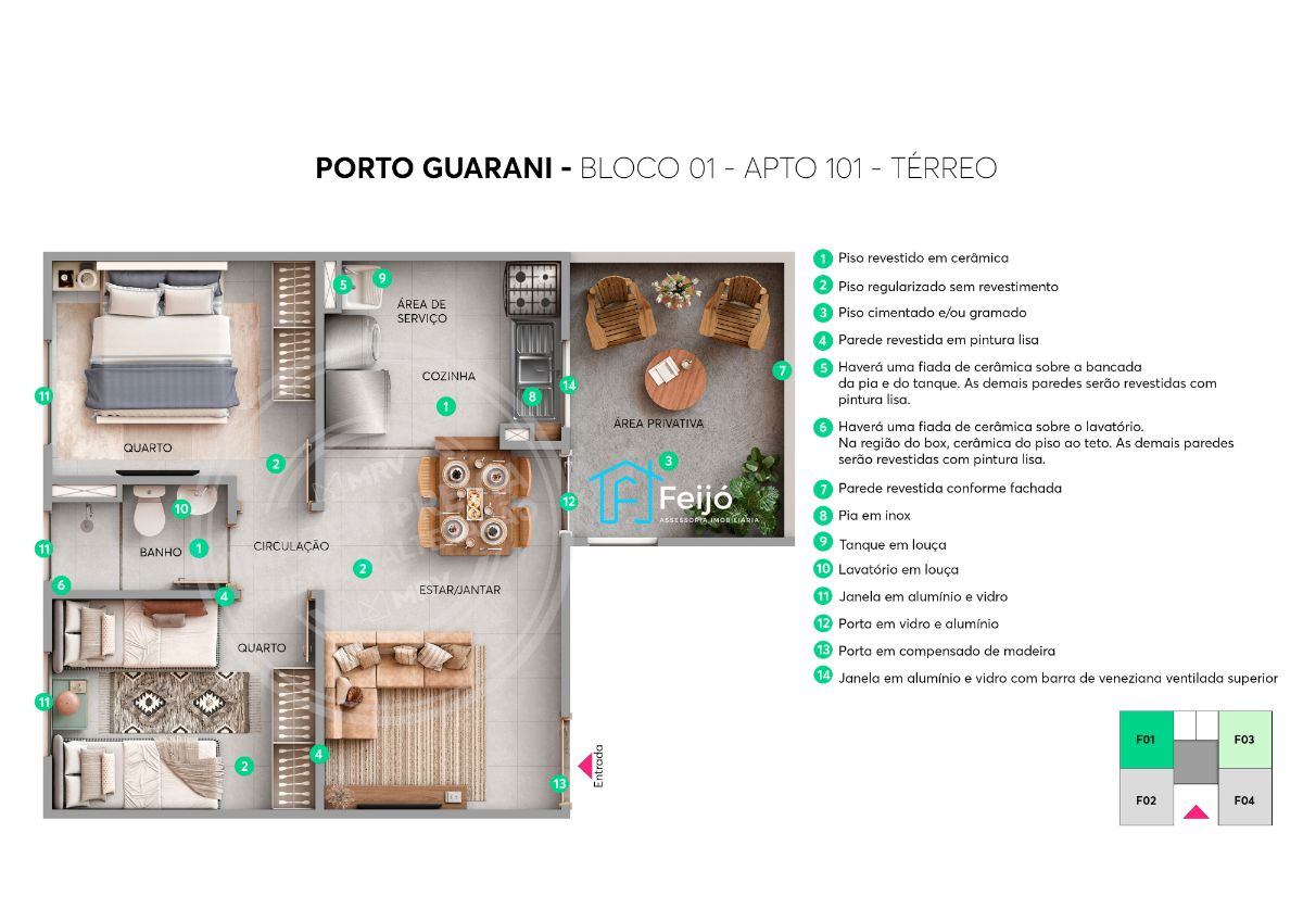 Lançamento Porto Guarani - Apartamentos 2 dorm. Com opções de sacada - Bairro Jardim Vila Nova