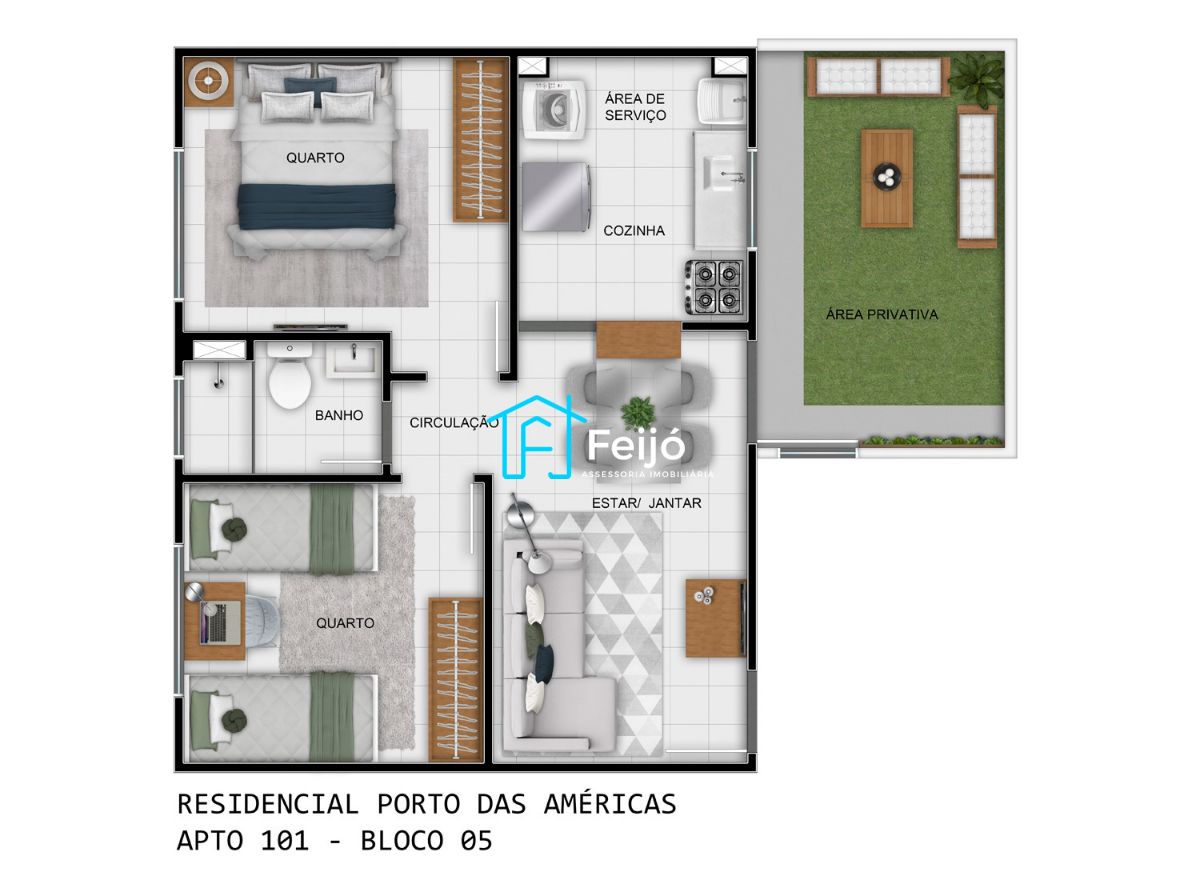Últimos apartamentos 2 dormitórios com pátio em Viamão