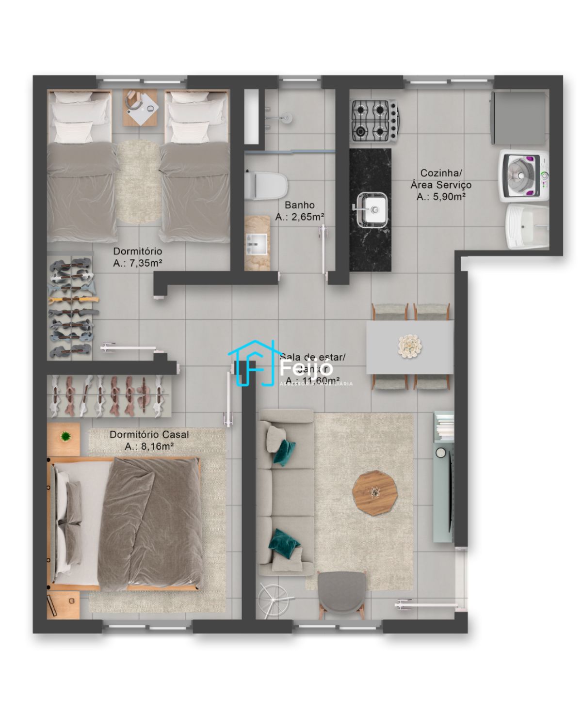 Apartamento, 2 quartos, 44 m² - Foto 7