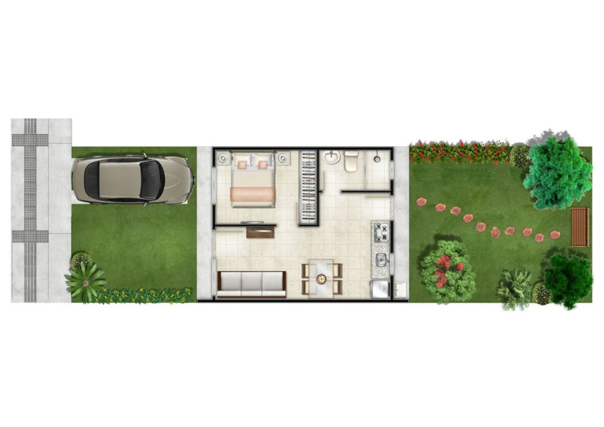 Casa 2 dormitórios com pátio fundos e frente com box para carro - Cachoeirinha